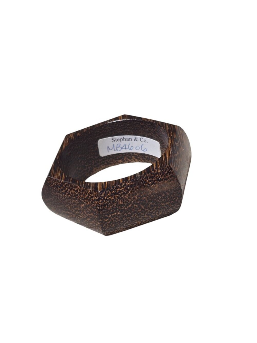 Stephan & Co Women's Brown Wood 6 Sided Bangle Bracelet